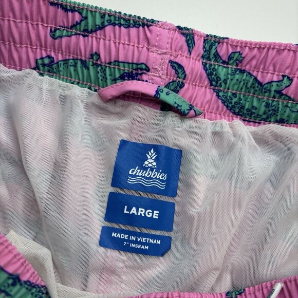 CHUBBIES Pink Alligator The Glades 7" Swim Trunks Shorts w/‎ Liner Men's Size L - Picture 5 of 7